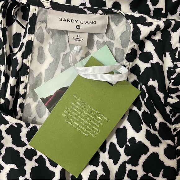 Sandy Liang Target Leopard Print Long Sleeve Midi Dress Ruffle Size Small NWT - Picture 3 of 14